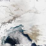 Динамика развития ледовой обстановки на севере Каспийского моря, 21.02.2012